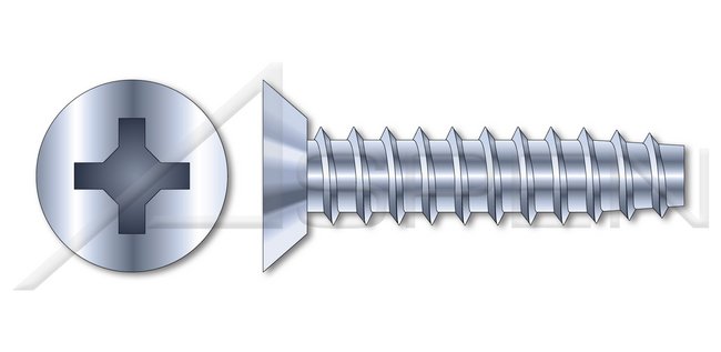 Steel Zinc Plated and Waxed Flat Undercut Phillips® Drive 48-2 Thread Trilobe Thread Rolling Screw for Plastics - Image 1