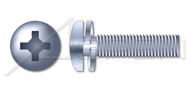 JIS B1188 Steel Zinc Plated and Baked Pan Phillips® Drive Split Lock Washer Safety and Environmental Management System (SEMS) Machine Screw - Image 1