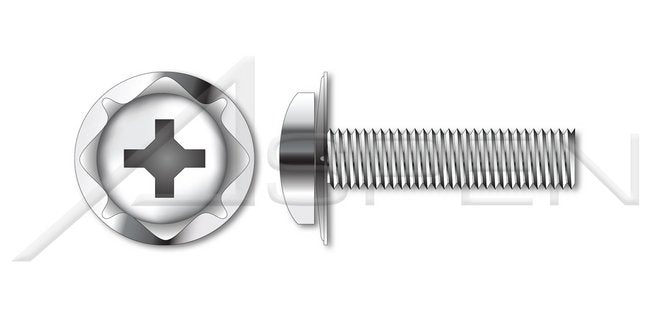 AISI 304 Stainless Steel (18-8) Pan Phillips® Drive Square Cone 410 Stainless Steel Washer Safety and Environmental Management System (SEMS) Machine Screw - Image 1