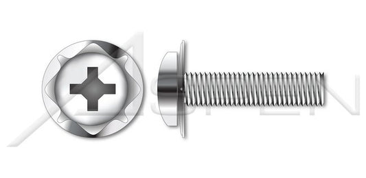 AISI 304 Stainless Steel (18-8) Pan Phillips® Drive Square Cone 410 Stainless Steel Washer Safety and Environmental Management System (SEMS) Machine Screw - Image 1