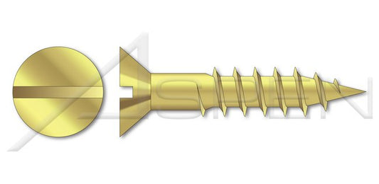 Flat Slot Drive Brass Wood Screw - Image 1