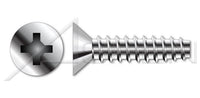 18-8 Stainless Steel Passivated and Waxed Flat Phillips® Drive 48-2 Thread Trilobe Thread Rolling Screw for Plastics