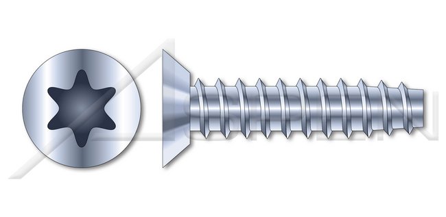 Steel Zinc Plated and Waxed Flat Undercut 6Lobe Torx® Drive 48-2 Double-Lead Thread Trilobe Thread Rolling Screw for Plastics - Image 1