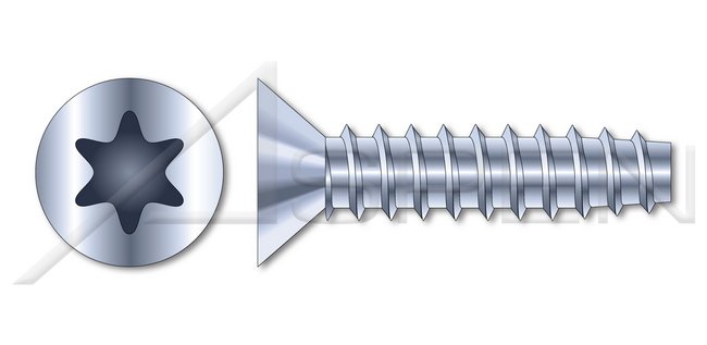 Steel Zinc Plated Flat Head 6Lobe Torx® Drive Thread Rolling Screw for Plastics - Image 1