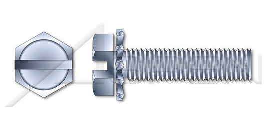 Steel Zinc Plated and Baked Hex Slotted External Tooth Washer Safety and Environmental Management System (SEMS) Machine Screw - Image 1