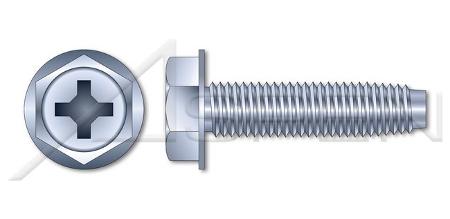 Steel Zinc Plated and Waxed Hex Indented Washer Phillips® Drive Trilobe Thread Rolling Screw for Metals - Image 1