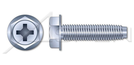 Steel Zinc Plated and Waxed Hex Indented Washer Phillips® Drive Trilobe Thread Rolling Screw for Metals - Image 1