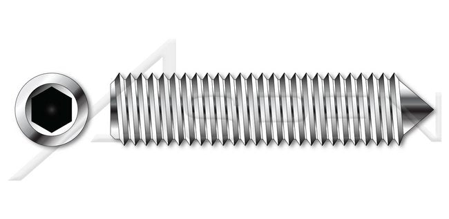 AISI 304 Stainless Steel (18-8) Cone Point Full Thread Hex Socket Set Screw - Image 1