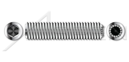 A2 Stainless Steel Knurled Cup Point Full Thread Hex Socket Set Screw - Image 1