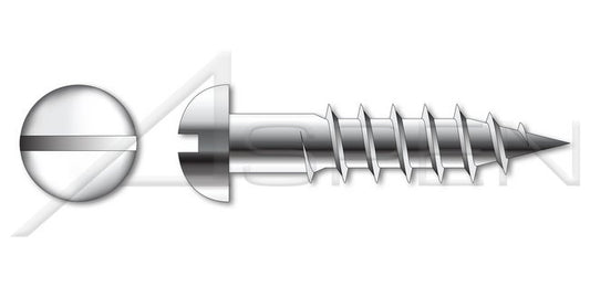 Round Slot Drive AISI 304 Stainless Steel (18-8) Wood Screw - Image 1