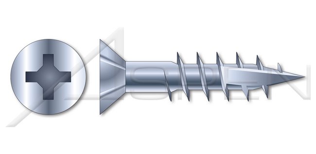 Flat Phillips® Drive Nibs Under Head Type 17 Point Part Thread Deep Thread Steel Zinc Plated and Baked Wood Screw - Image 1