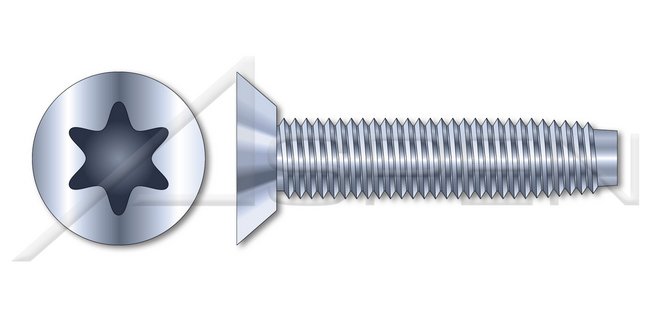 Steel Zinc Plated and Waxed Flat Undercut 6Lobe Torx® Drive Trilobe Thread Rolling Screw for Metals - Image 1