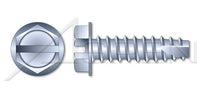 Steel Zinc Plated and Baked Type "25" Hex Slotted Indented Washer Head Thread Cutting Screw