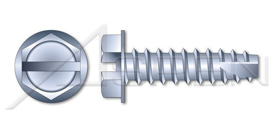 Steel Zinc Plated and Baked Type "25" Hex Slotted Indented Washer Head Thread Cutting Screw - Image 1