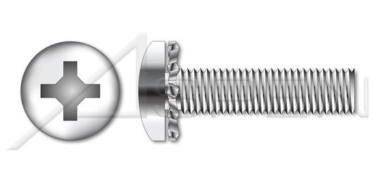 A2 Stainless Steel Pan Phillips® Drive External Tooth Washer Safety and Environmental Management System (SEMS) Machine Screw - Image 1