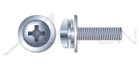 Steel Zinc Plated and Baked Small Pan Head Phillips® Drive Split Lock and Flat Washer Safety and Environmental Management System (SEMS) Machine Screw - Image 1