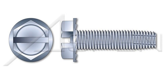 Locking Serrations Steel Zinc Plated and Baked Type "F" Hex Slotted Indented Washer Head Thread Cutting Screw - Image 1