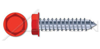 0.200 to 0.230 Inch (in) Head Height Steel Zinc Plated Hex Indented Washer Head Painted Red Full Thread Lag Screw