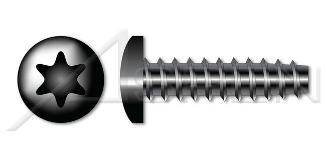 Steel Black Oxide and Waxed Pan 6Lobe Torx® Drive 48-2 Double-Lead Thread Trilobe Thread Rolling Screw for Plastics - Image 1