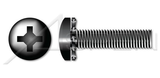 Steel Black Oxide Pan Phillips® Drive External Tooth Washer Safety and Environmental Management System (SEMS) Machine Screw - Image 1