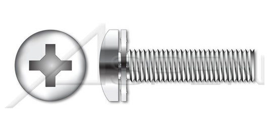 AISI 304 Stainless Steel (18-8) Pan Phillips® Drive Internal Tooth 410 Stainless Steel Washer Safety and Environmental Management System (SEMS) Machine Screw - Image 1