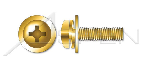 Steel Yellow Zinc and Baked Pan Phillips® Drive Split Lock and Flat Washer Safety and Environmental Management System (SEMS) Machine Screw - Image 1