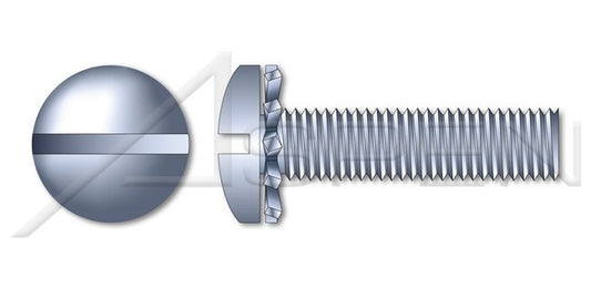 Steel Zinc Plated and Baked Pan Slot Drive External Tooth Washer Safety and Environmental Management System (SEMS) Machine Screw - Image 1
