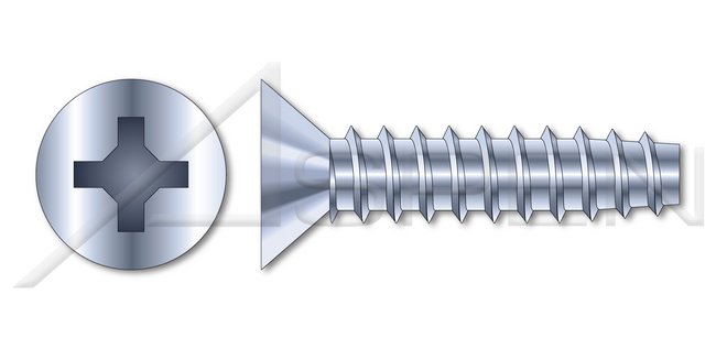 Steel Zinc Plated and Waxed Flat Phillips® Drive 48-2 Thread Trilobe Thread Rolling Screw for Plastics - Image 1