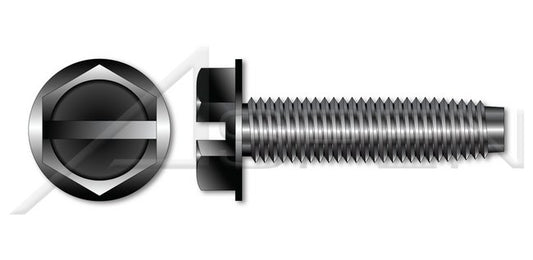 Steel Black Oxide and Waxed Hex Slotted Indented Washer Head Trilobe Thread Rolling Screw for Metals - Image 1