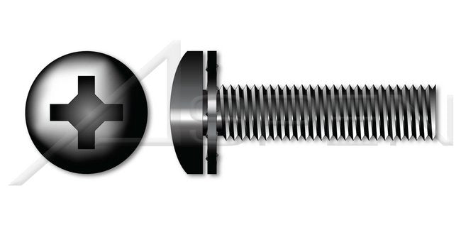 Steel Black Oxide Pan Phillips® Drive Internal Tooth Washer Safety and Environmental Management System (SEMS) Machine Screw - Image 1