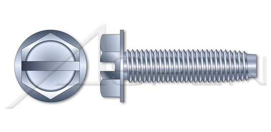 Steel Zinc Plated and Waxed Hex Slotted Indented Washer Head Trilobe Thread Rolling Screw for Metals - Image 1