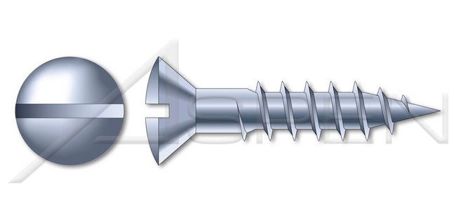 Oval Slot Drive Steel Zinc Plated Wood Screw - Image 1