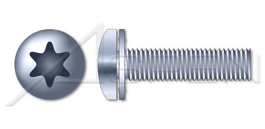 Steel Zinc Plated and Baked Pan 6Lobe Torx® Drive Internal Tooth Washer Safety and Environmental Management System (SEMS) Machine Screw - Image 1