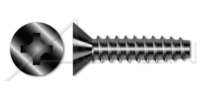 Steel Black Oxide and Waxed Flat Phillips® Drive 48-2 Thread Trilobe Thread Rolling Screw for Plastics - Image 1