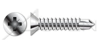 AISI 304 Stainless Steel (18-8) Type "A" Flat Undercut Phillips® Drive Self-Tapping Sheet Metal Screw