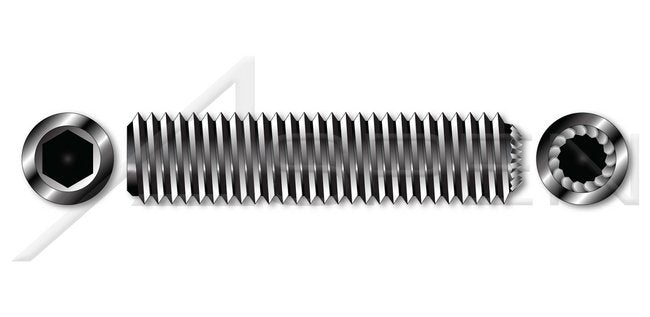 Alloy Steel Black Oxide Knurled Cup Point UNC Coarse Thread Hex Socket Set Screw - Image 1