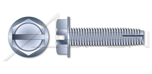Steel Zinc Plated and Baked Type "1" Hex Slotted Indented Washer Head Thread Cutting Screw - Image 1