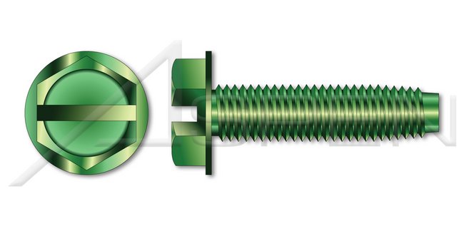 Steel Green Zinc Hex Slotted Indented Washer Head Trilobe Thread Rolling Screw for Metals - Image 1