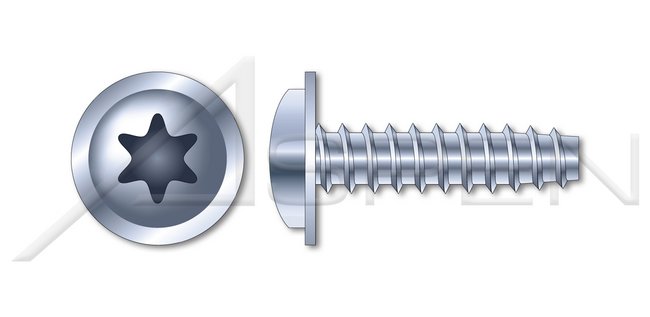 Steel Zinc Plated Pan Flange Head 6Lobe Torx® Drive Thread Rolling Screw for Plastics - Image 1