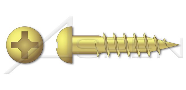 Round Phillips® Drive Brass Wood Screw - Image 1