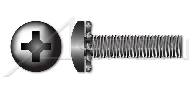 Steel Black Zinc Pan Phillips® Drive External Tooth Washer Safety and Environmental Management System (SEMS) Machine Screw - Image 1