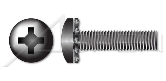 Steel Black Zinc Pan Phillips® Drive External Tooth Washer Safety and Environmental Management System (SEMS) Machine Screw - Image 1