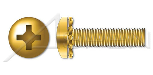 Steel Yellow Zinc and Baked Pan Phillips® Drive External Tooth Washer Safety and Environmental Management System (SEMS) Machine Screw - Image 1