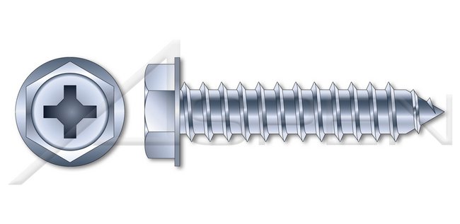 Steel Zinc Plated and Baked Type "AB" Indented Hex Head Self-Tapping Sheet Metal Screw - Image 1