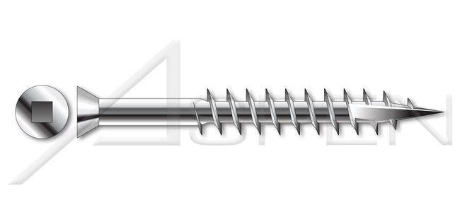 AISI 304 Stainless Steel (18-8) Type 17 Point Flat Trim Head Square Drive Deck Screw - Image 1