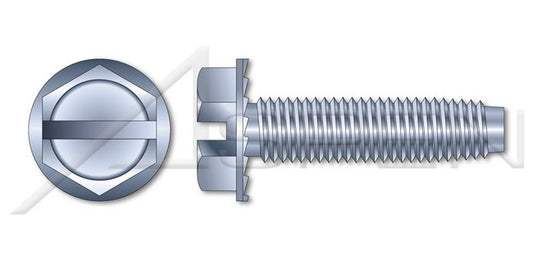 Steel Zinc Plated and Waxed Hex Slotted Indented Washer Head Locking Serrations Trilobe Thread Rolling Screw for Metals - Image 1