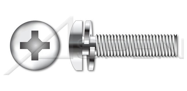 AISI 304 Stainless Steel (18-8) Pan Phillips® Drive Split Lock Washer Safety and Environmental Management System (SEMS) Machine Screw - Image 1
