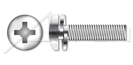 AISI 304 Stainless Steel (18-8) Pan Phillips® Drive Split Lock Washer Safety and Environmental Management System (SEMS) Machine Screw - Image 1