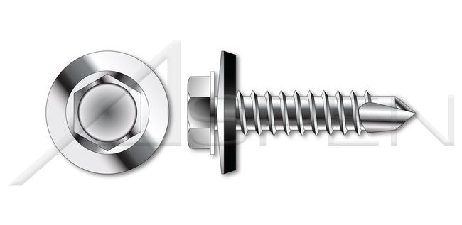 18-8 Stainless Steel Black Oxide Type "AB" Hex Indented Washer Head Self-Tapping Sheet Metal Screw - Image 1