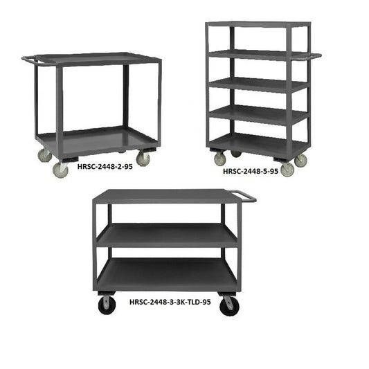 Heavy-Duty 2-Shelf Top Lips Down Stock Cart (30x48x26-11/16 in) - Image 1